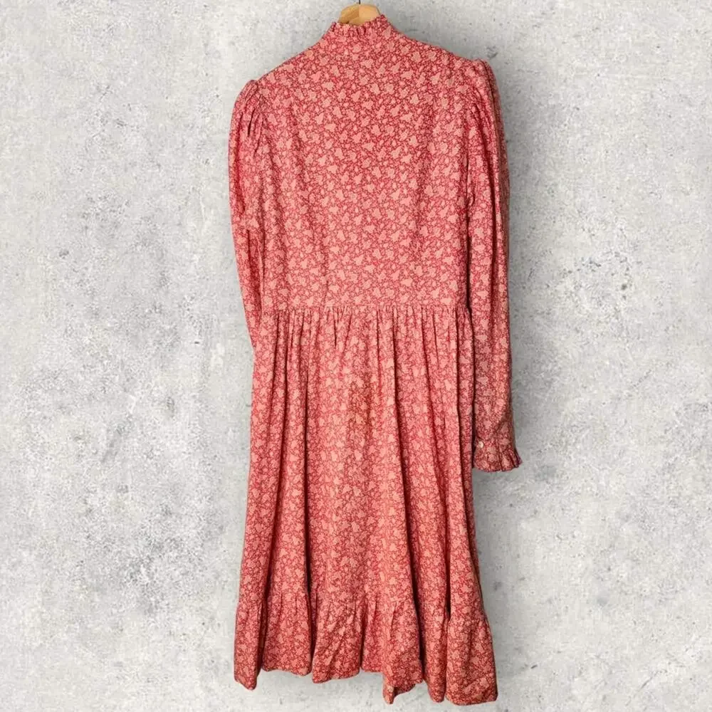 Vintage Priscilla Cottage Core Prairie Dress Pink Cottagecore Boho 1970s - Picture 2 of 11
